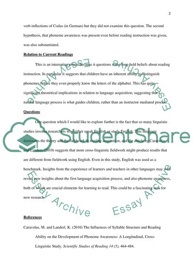 The Influences of Syllable Structure and Reading Ability on the Development of Phoneme Awareness