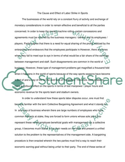 Cause and Effect of Labor Strike in Sports