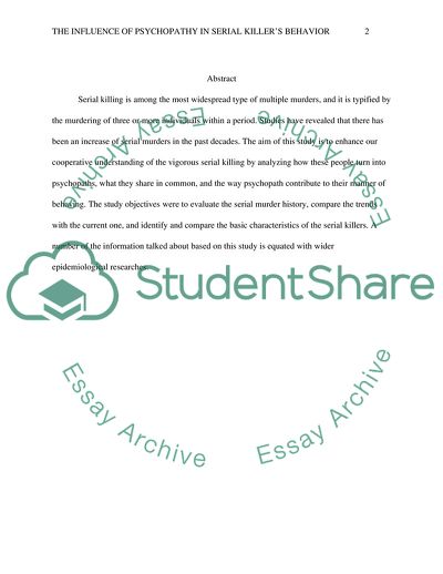 The Influence of Psychopathy in Serial Killers Behavior