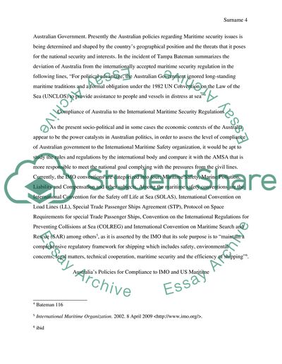 Australias Compliance to IMO and US Maritime Security Regulations: The Obstacles on the Way of Compliance