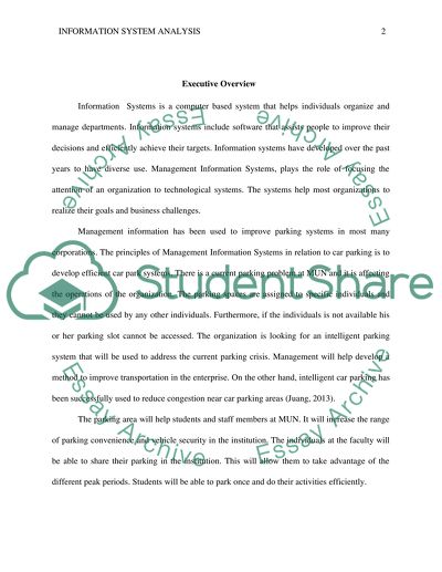 Information System Analysis of Developing Parking Systems