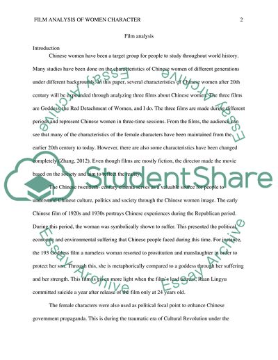 Film Analysis of Womens Characters