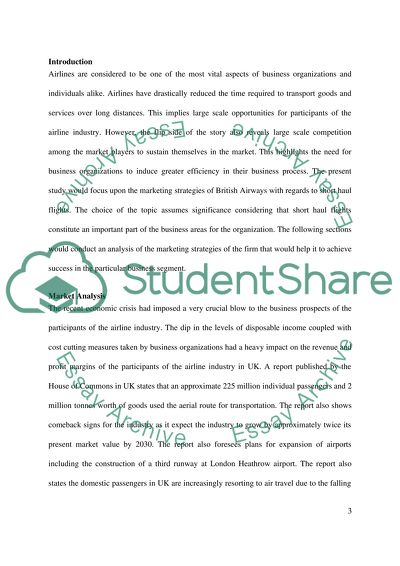 Marketing plan for british airways short haul flights