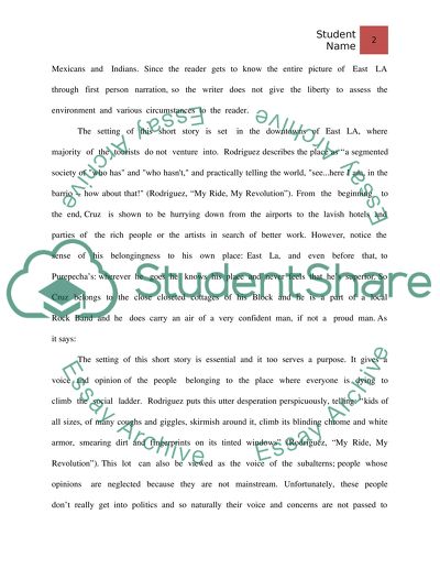 My Ride, My Revolution from the Short Stories by Rodriguez