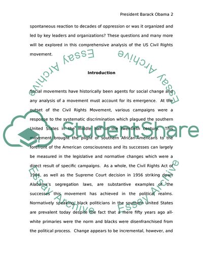 The US Civil Rights Movement and President Obama