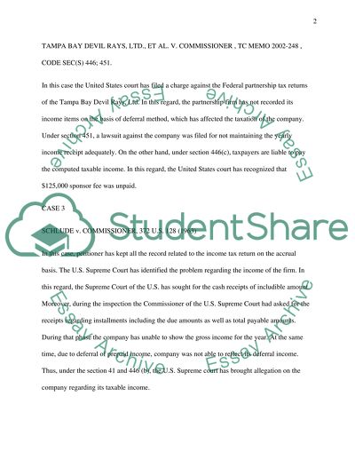 Tax cases and internal research memo