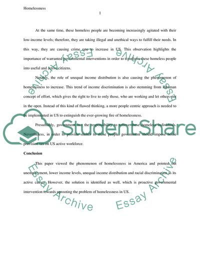 Homelessness and an Increasing Unemployment in US