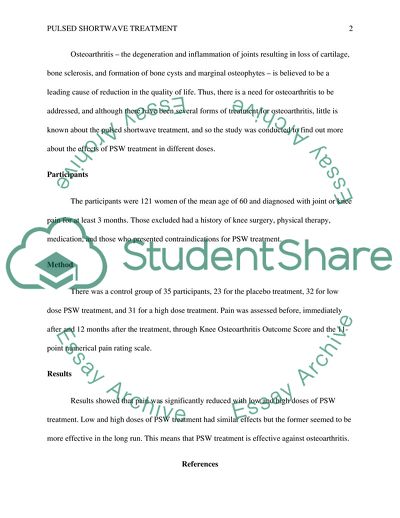 Pulsed Shortwave Treatment