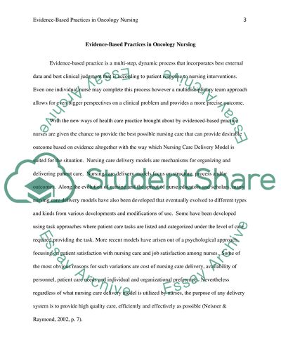 Evidence-Based Practices in Oncology Nursing