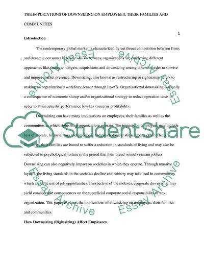 The Implications of Downsizing on Employees, Their Families, and Communities