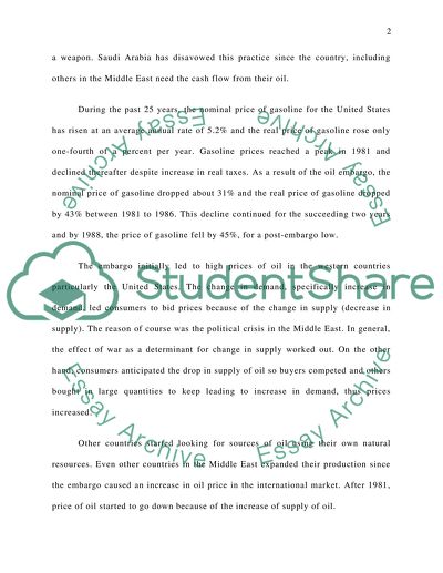 Oil Embargo: Its Effects on the Price, Supply and Demand of Oil in the US