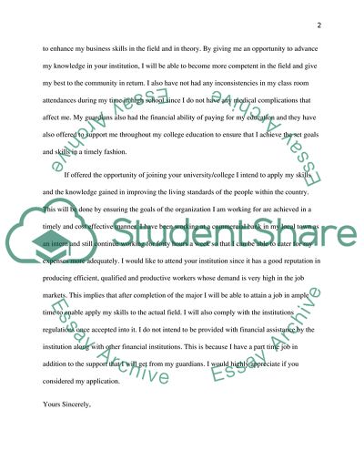 Application for A Place in Your College for a Business Major