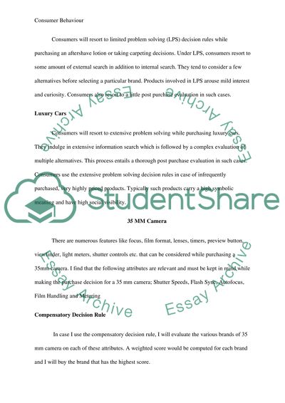 Consumer Decision Rules