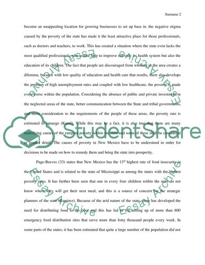 New Mexico as among the Poorest States in the United States