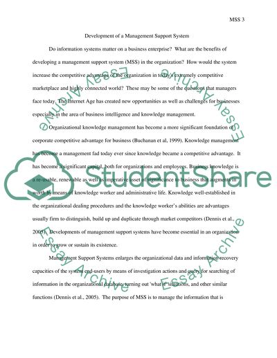 Management Support Systems Development