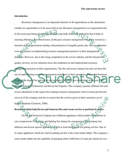 Resources management in Devon and Somerset fire and Rescue Service