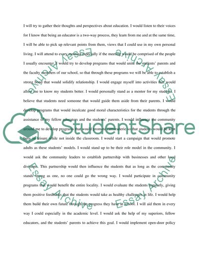 Personal Mission & Professional Goal Statements for Educational Leadership Class