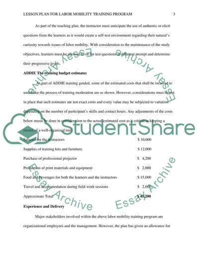 Lesson Plan for Labor Mobility Training Program