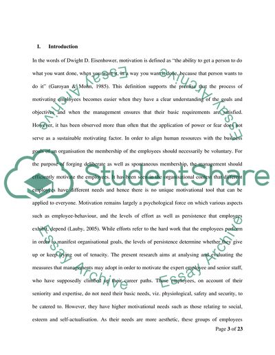 Motivate the Know-How: A Study of Motivation Strategy for Expert Employee and Senior Staff