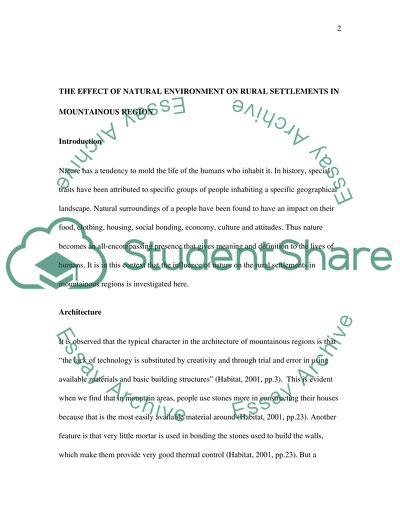 Effect of Natural Environment on Rural Settlements in Mountainous Region