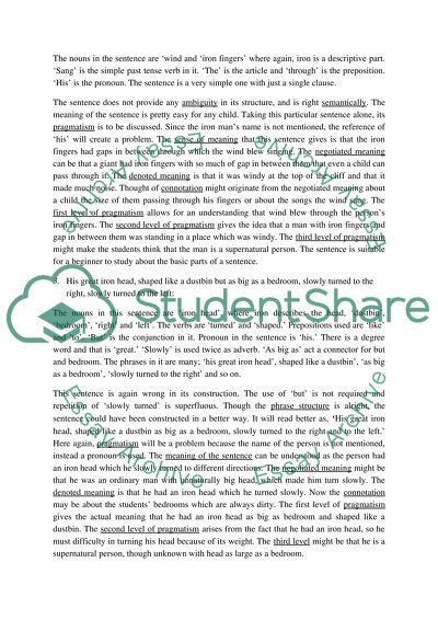 A Text Analysis Based on the Seven Sentences Given about The Iron Man by Ted Hughes