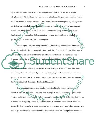 Personal Leadership History