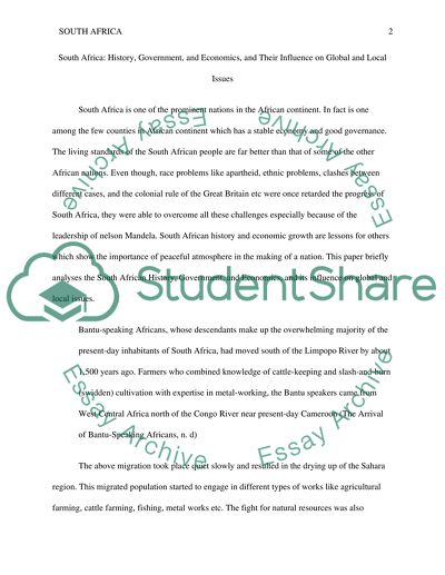 South Africa as One of the Prominent Nations in the African Continent