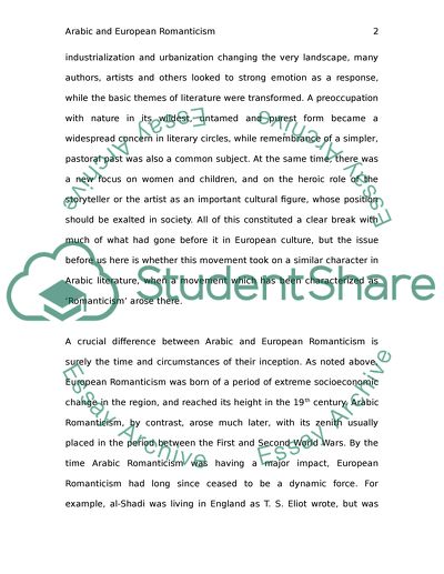 Arab and European Romanticism