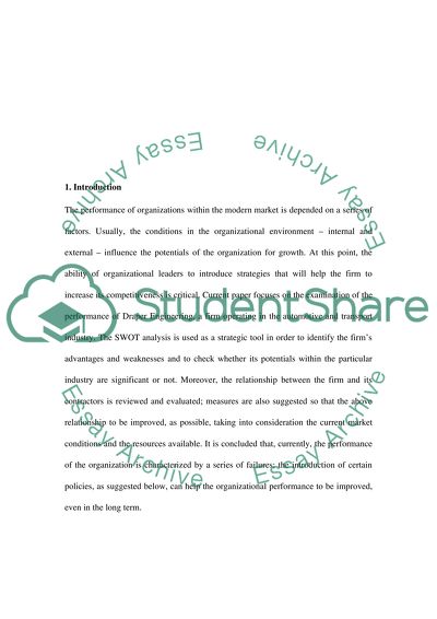 The Performance of Organizations within the Modern Market