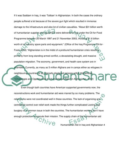 Logistics of Humanitarian Aid in Iraq and Afghanistan
