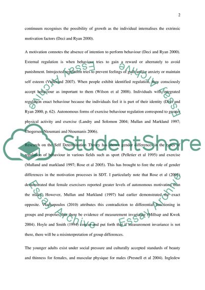 Males and females exercise behaviour regulation