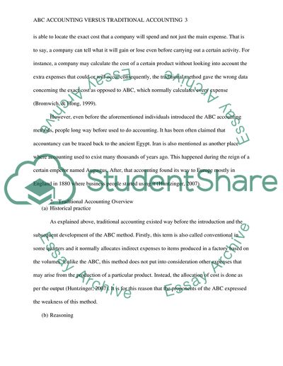 ABC accounting versus Traditional Accounting