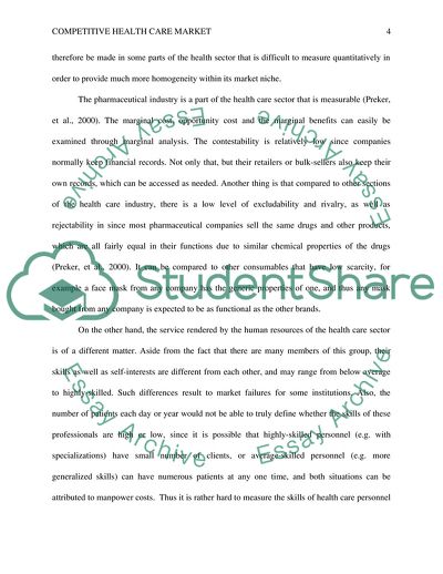 Does the Model of Perfect Market Competition Fit the Health Care Sector