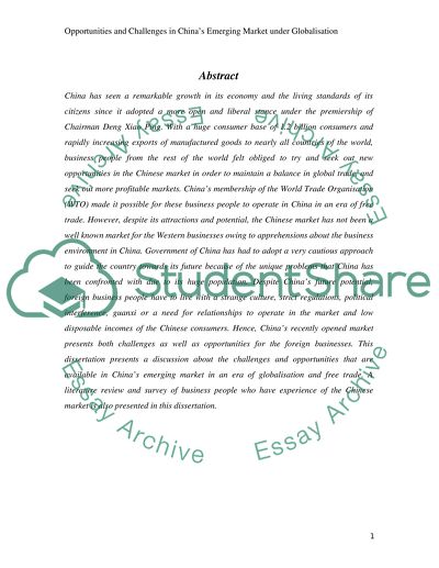 Globalisation - Challenges and Opportunities in China