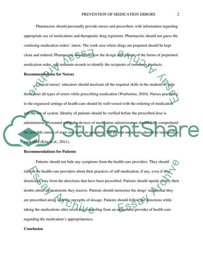 Prevention of medication errors