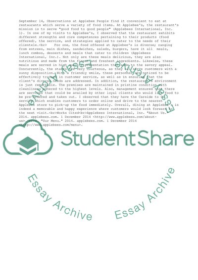 Observations at Applebee