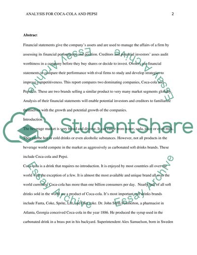 Financial Statement Analysis for Coca-Cola and Pepsi