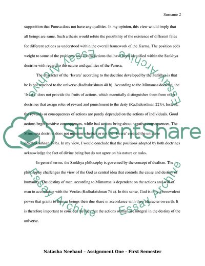 Sankhya and Mimamsakass Arguments for the Law of Karma