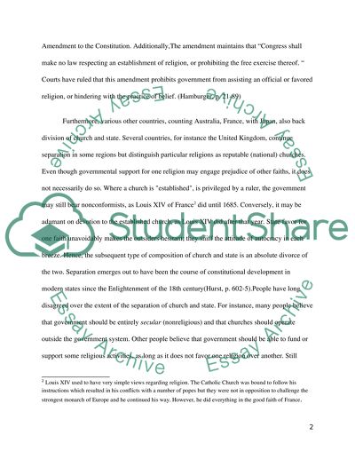 Segregation of Church and State