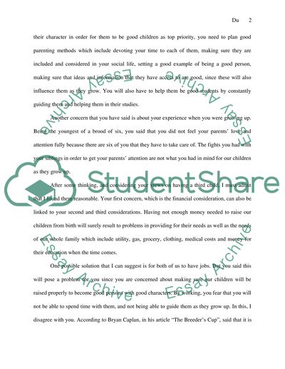 Dialectical Argument : What is the right family size, 2 or more kids