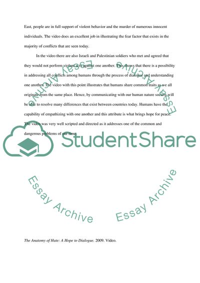 The Anatomy of Hate: A Dialogue to Hope