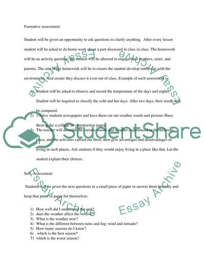 Assessment Evidence