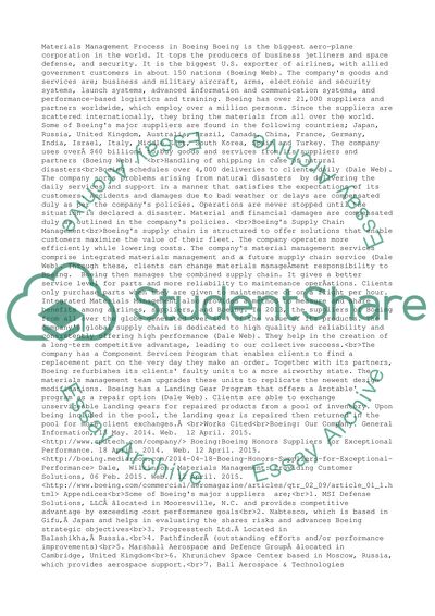 Materials management processes in Boeing