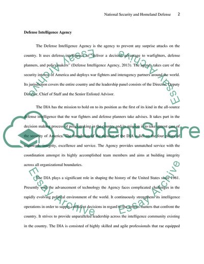 National Security and Homeland Defense