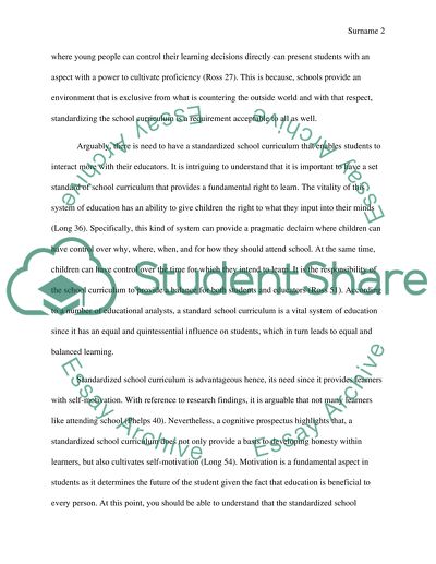 Should School Curriculum be Standardized for All