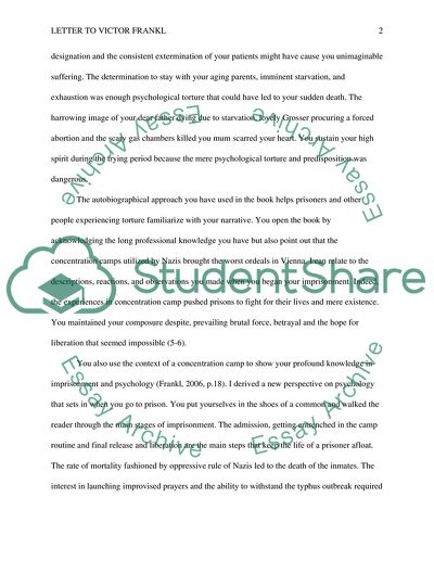 Letter to Viktor Frankl Based On Novel A Mans Search for Meaning