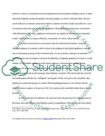 Home Automation Lighting Systems for a Handicapped House