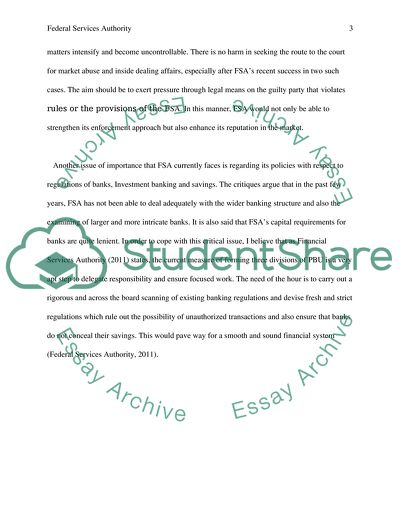 The Financial Service Authority