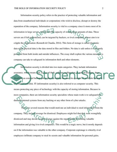 The Role of Information Security Policy