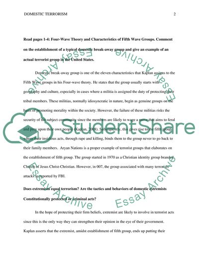 Theories and Practices of Domestic Terrorism